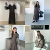 Feino OLIVE trece línea primavera 2025 estilo coreano temperamento cuello en V largo vestido de cintura baja 2460 details Picture